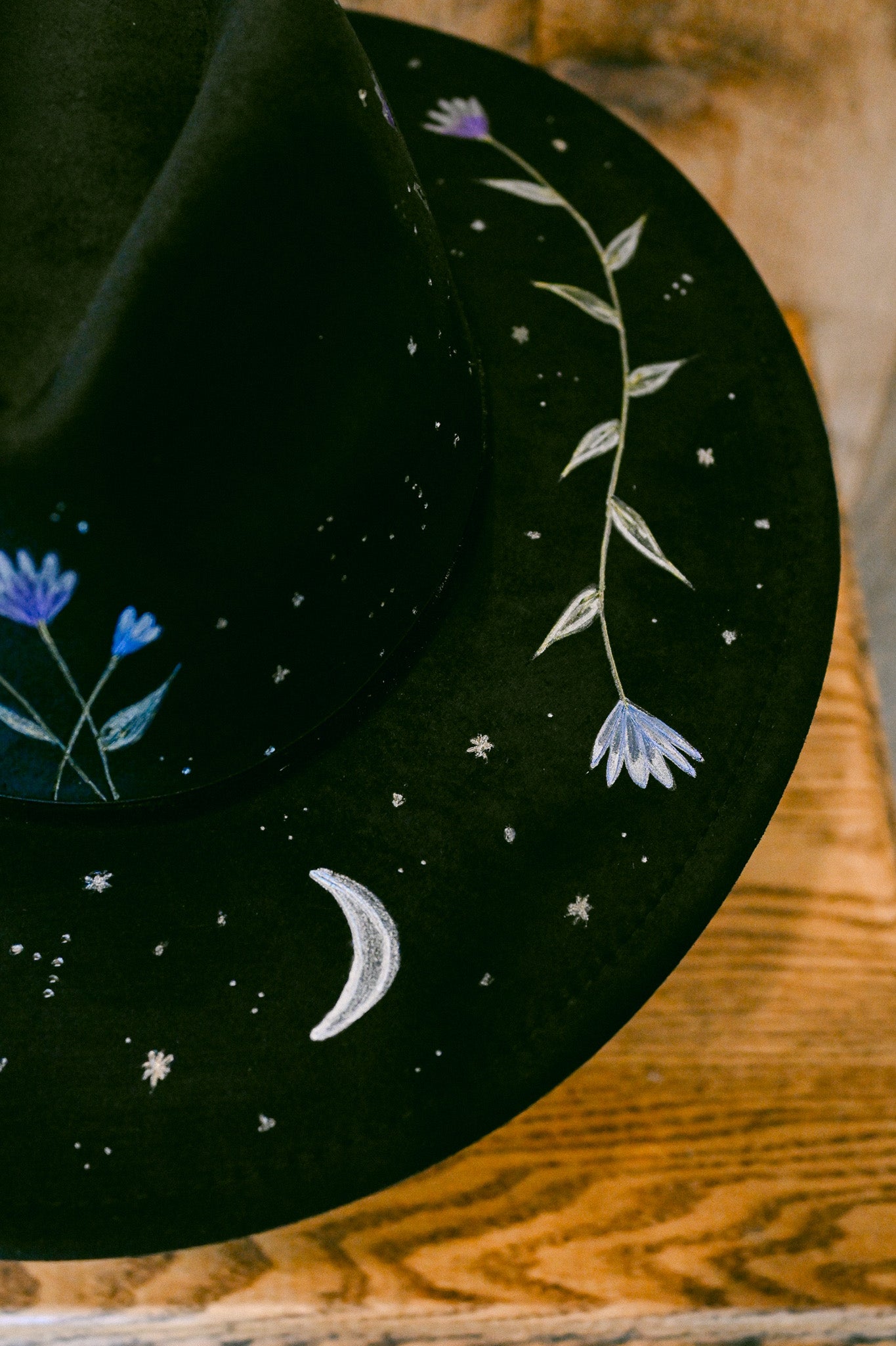 The Seren - Hand-Burned and Hand-Painted Wildflower Hat