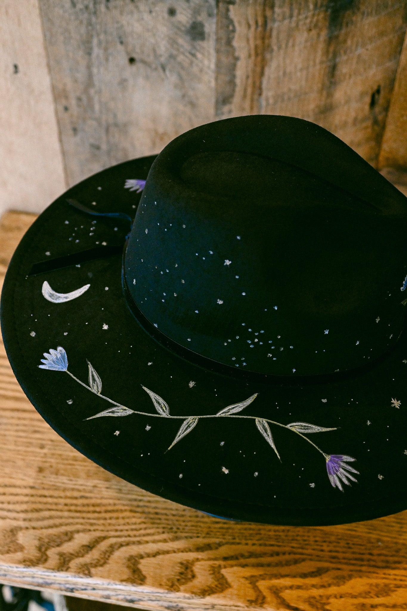 The Seren - Hand-Burned and Hand-Painted Wildflower Hat