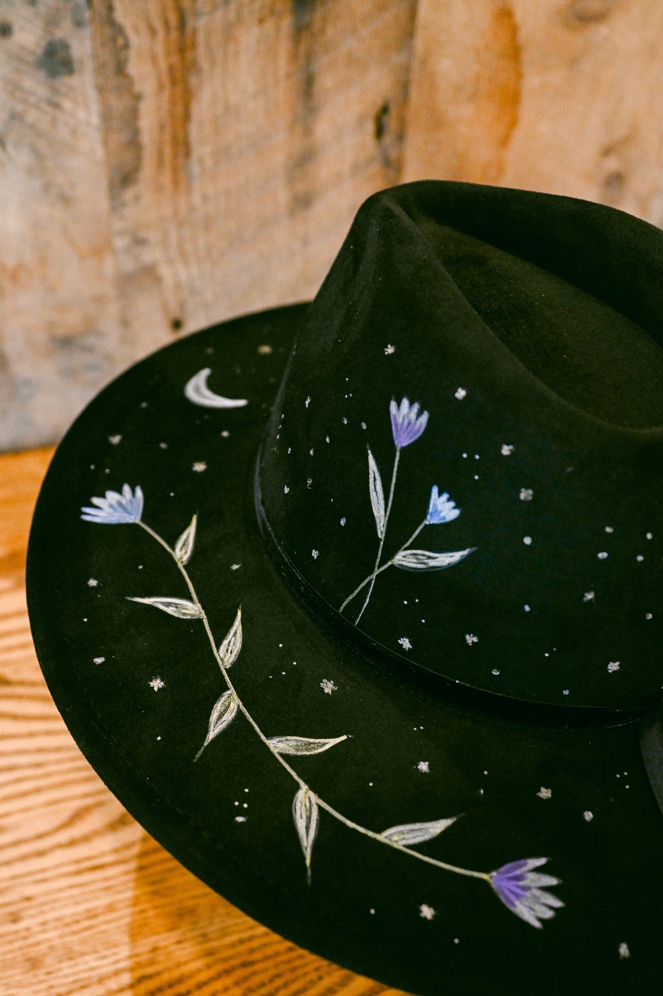 The Seren - Hand-Burned and Hand-Painted Wildflower Hat