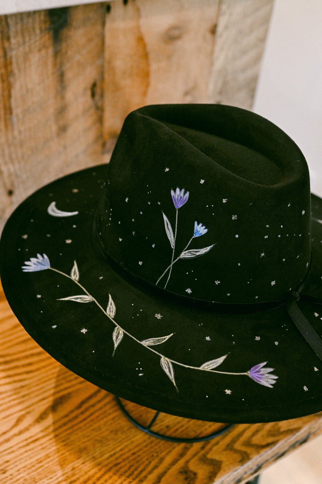 The Seren - Hand-Burned and Hand-Painted Wildflower Hat
