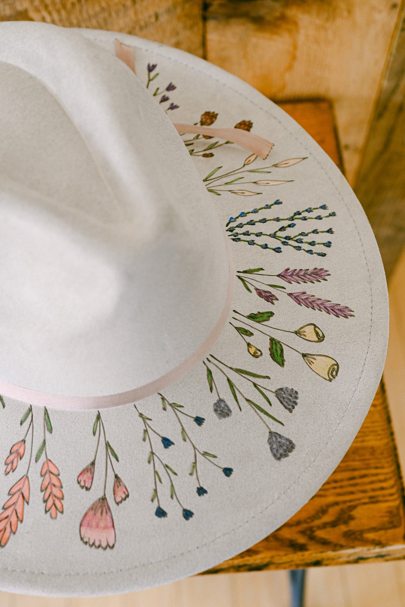The Mary Beth - Hand-Burned, Hand-Painted and Hand-Beaded Hat