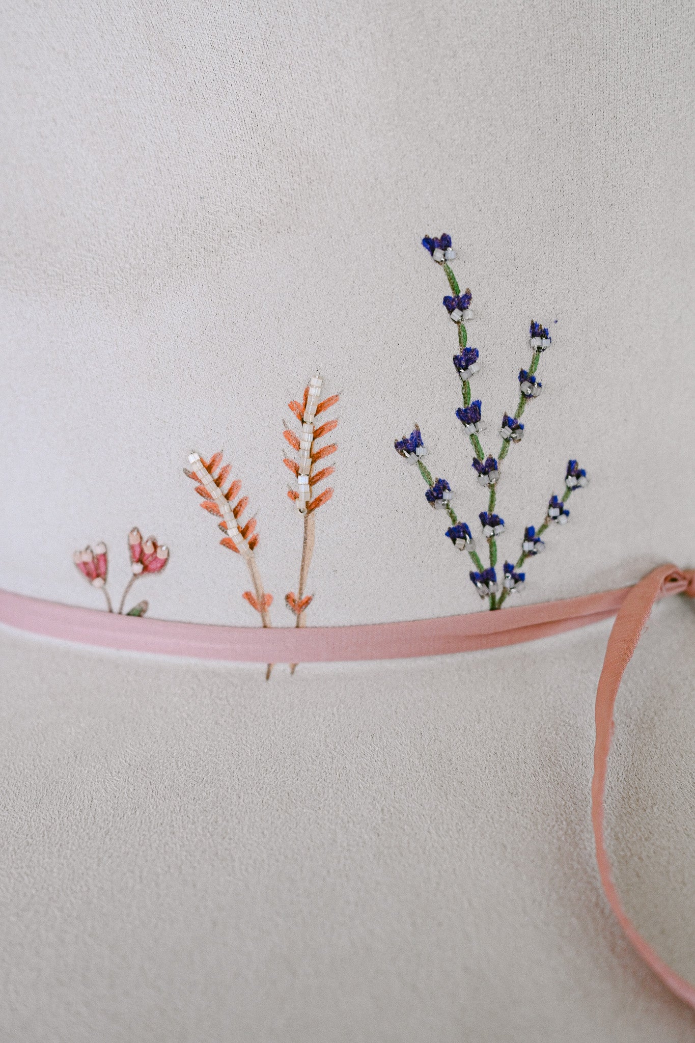 The Bryony - Hand Burned, Hand Painted and Hand Beaded Wildflower Hat