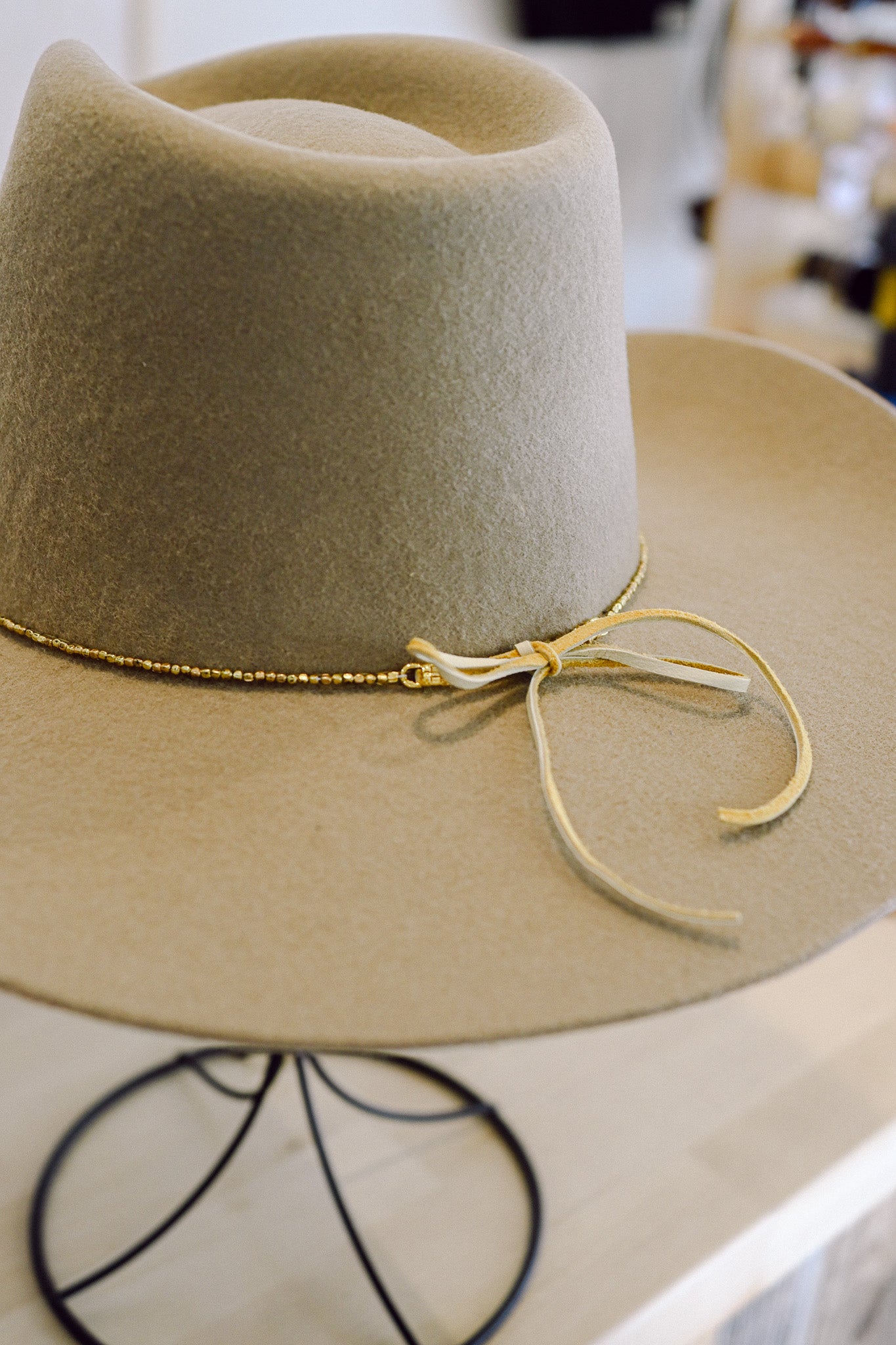 Three Bezel Labradorite with Brass Beads Hat Band
