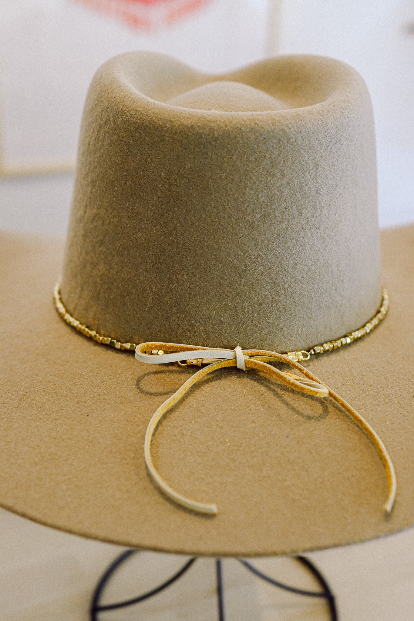 Smoky Topaz Bezel with Brass Beads Hat Band