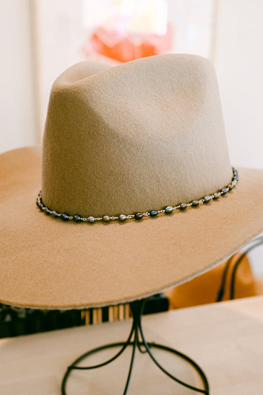 Pearl Chain Hat Band with Deerskin Ties