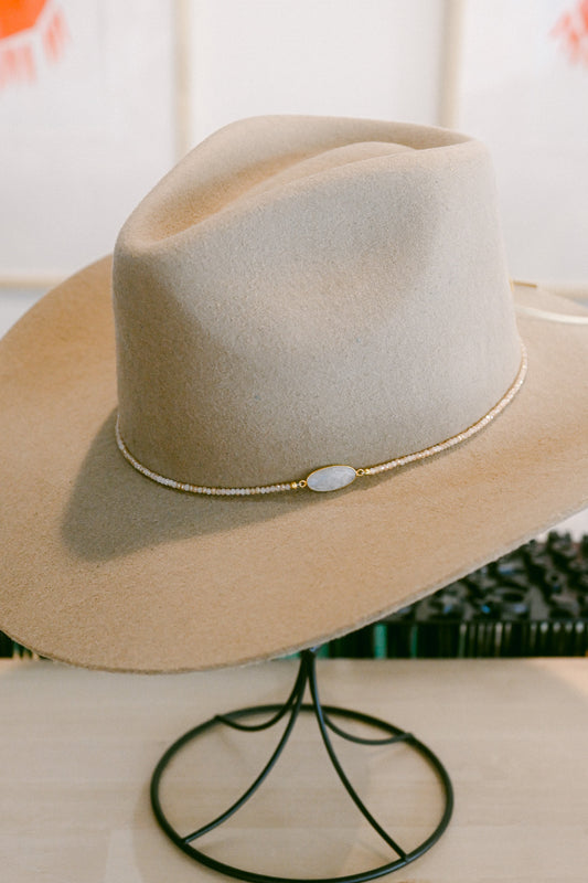 Moonstone Bezel and Beaded Hat Band