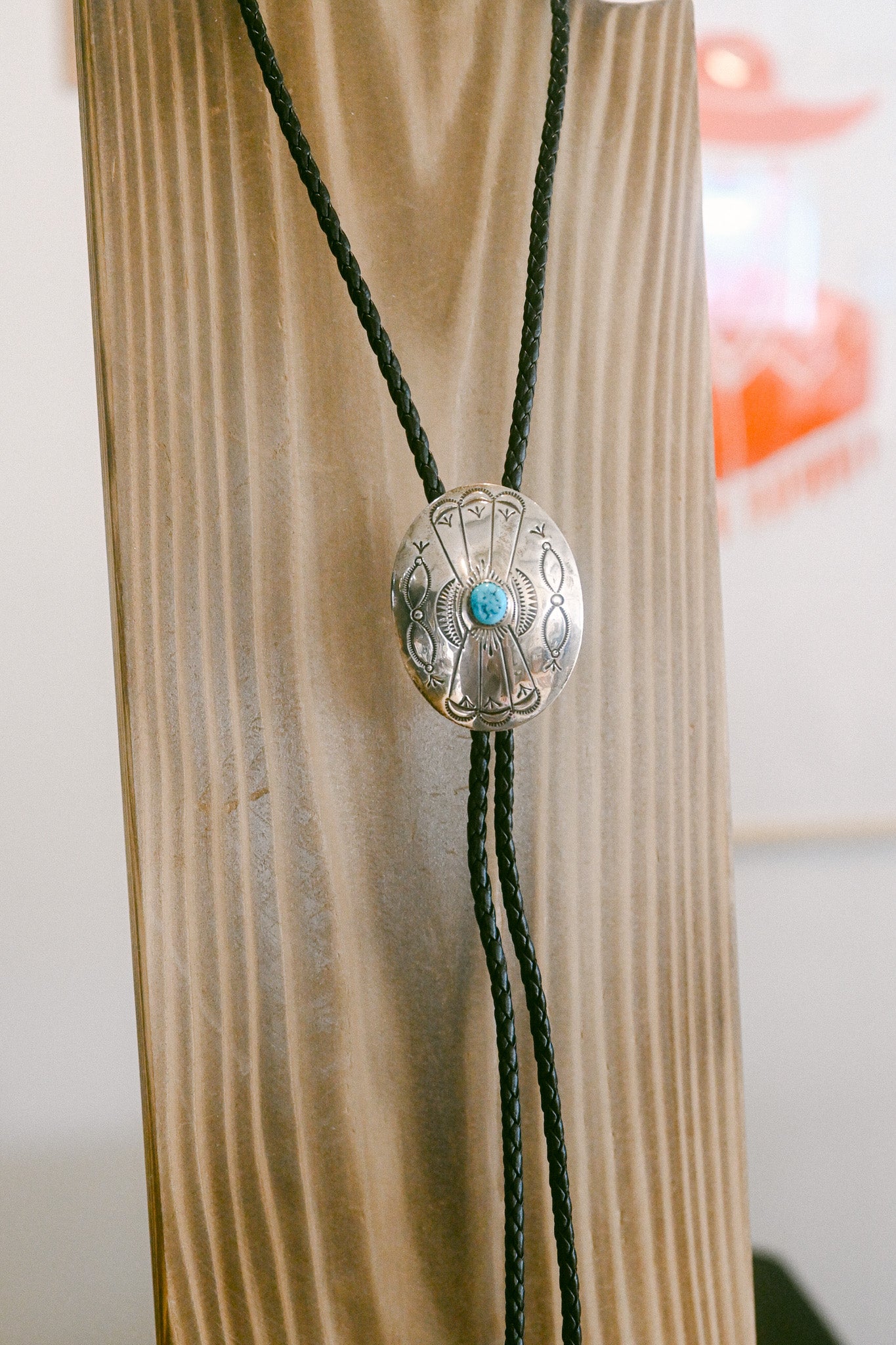 Joann Silver Navajo Handmade Kingman Turquoise Bolo