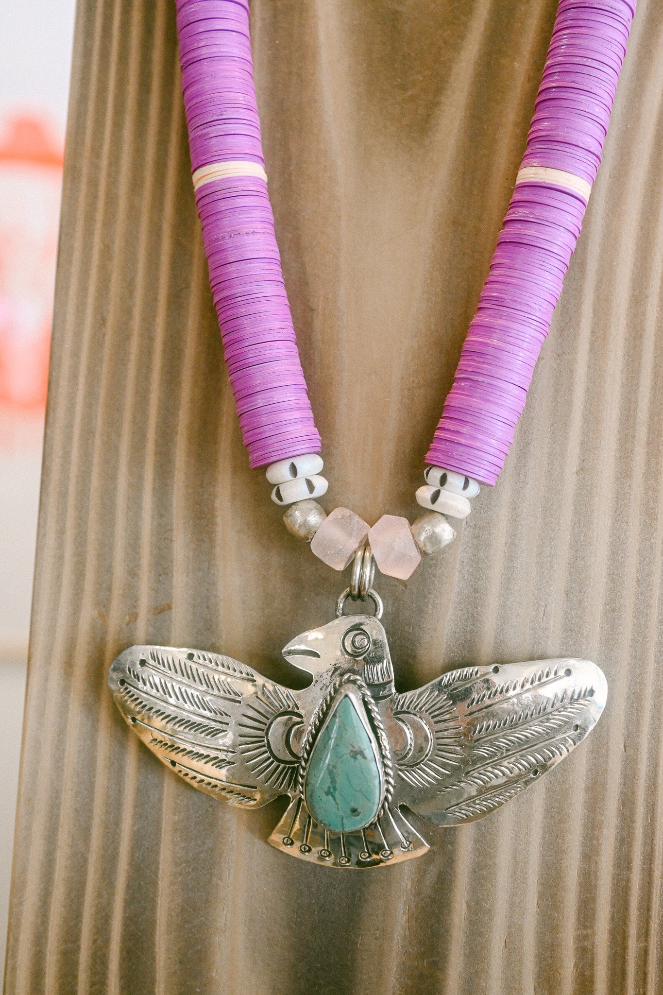 Wide Metal Thunderbird Necklace