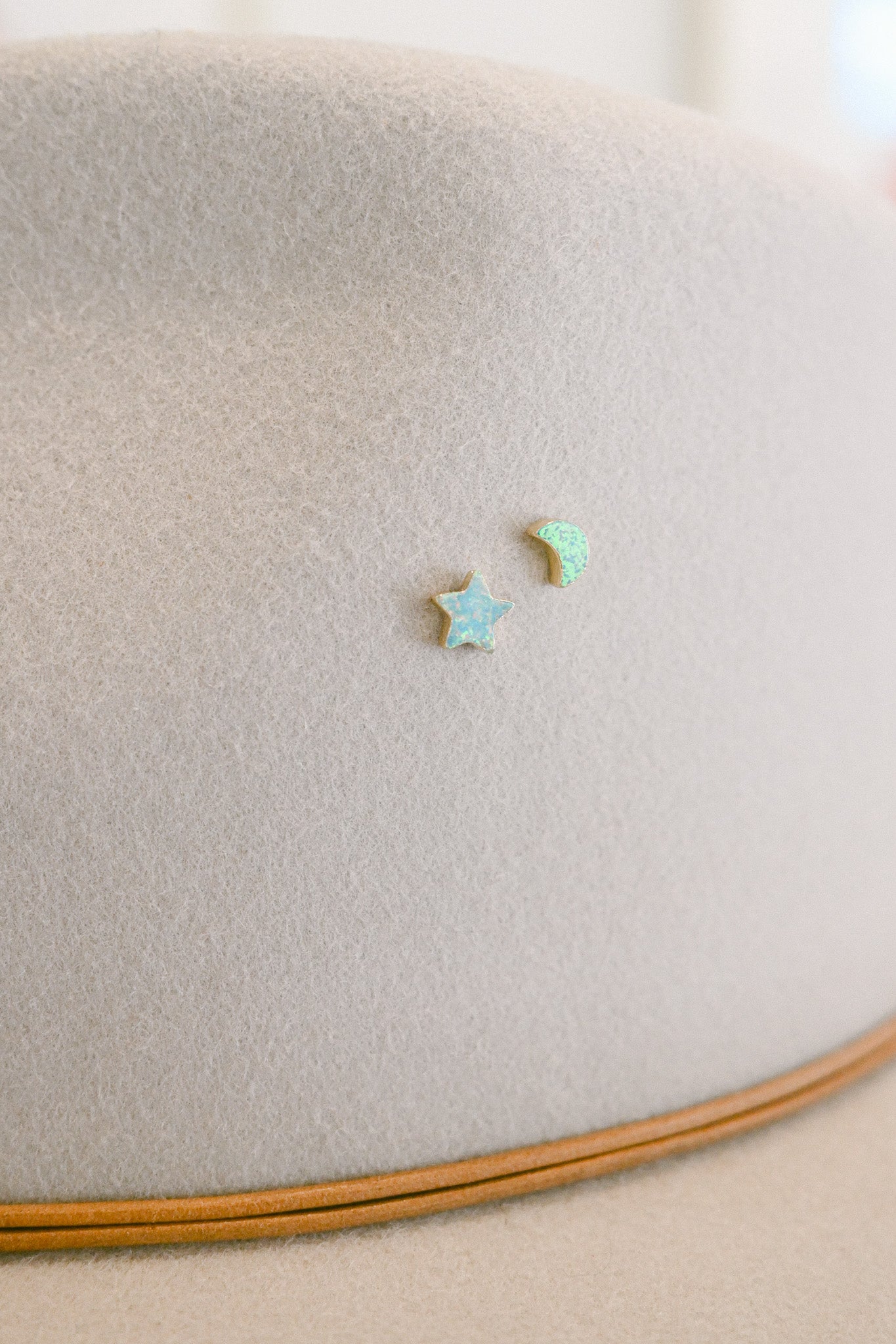 Opal Moon Hat Charm