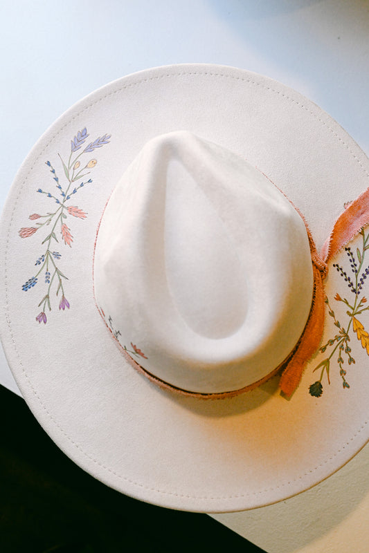The Riley - Hand-Burned and Hand-Painted Wildflower Hat