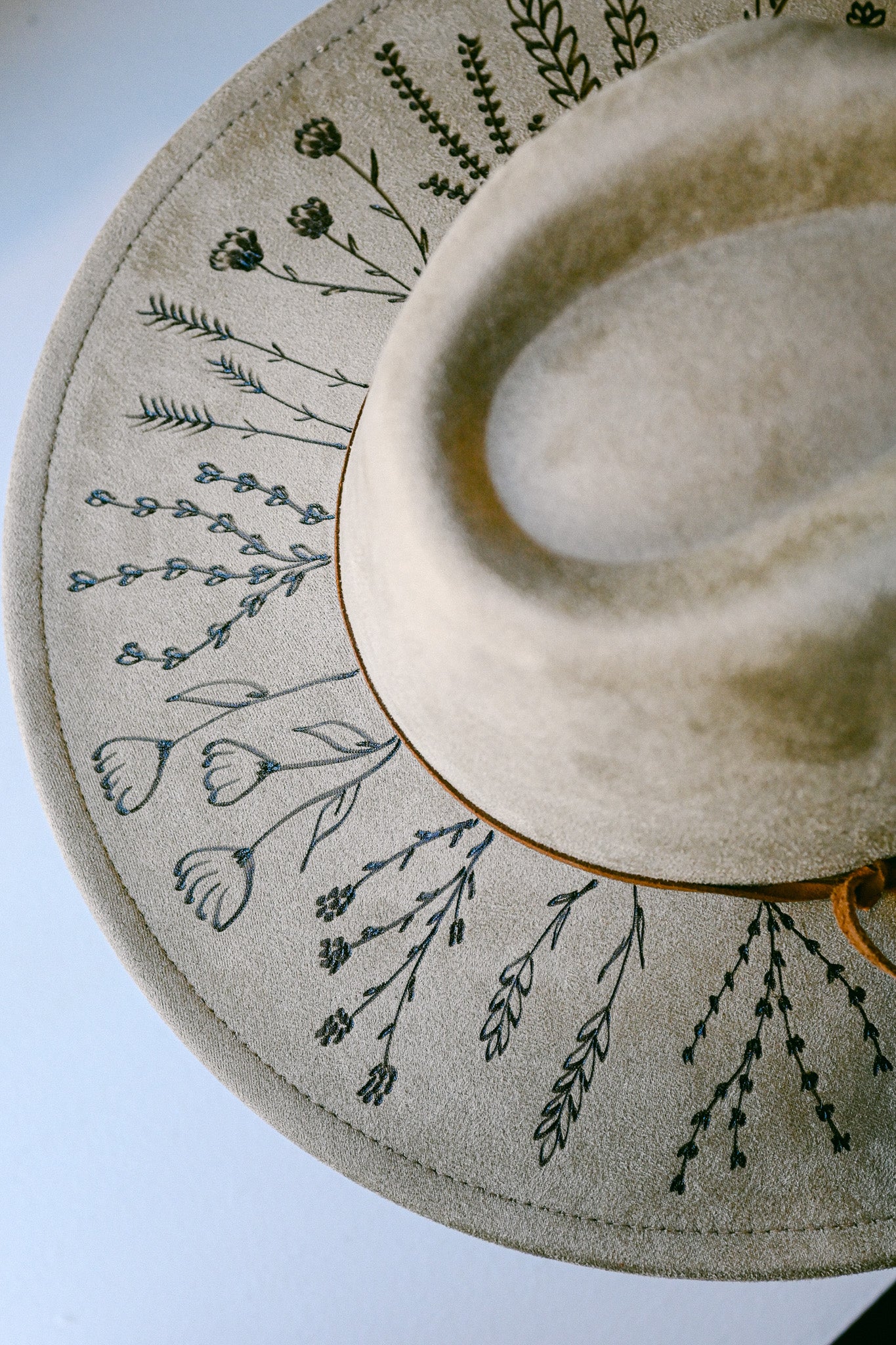 The Beth - Hand-Burned Wildflower Hat