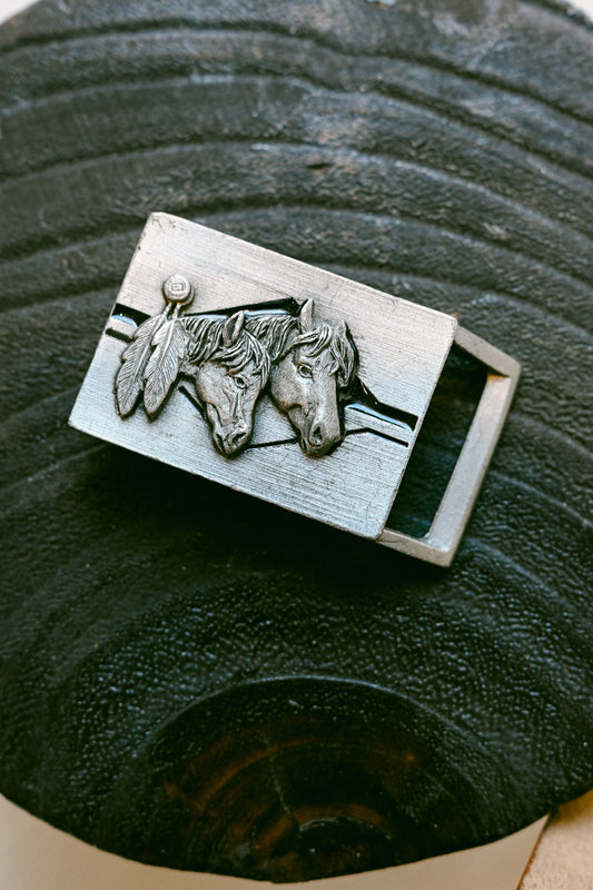 Vintage Horses and Feathers Siskiyou Belt Buckle