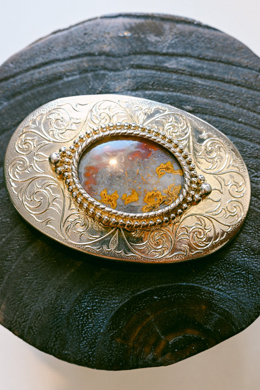 Ornate Western Cabochon Vintage Belt Buckle