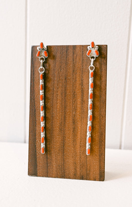 Belvera Tsethlikai Zuni Needlepoint Sterling Silver Bar Earrings