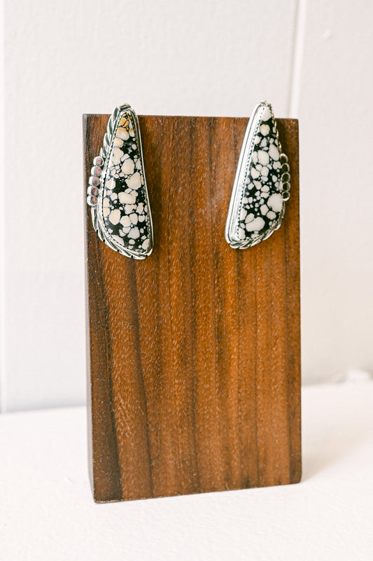 Virginia Cadman Navajo Leopard Jasper Sterling Silver Earrings