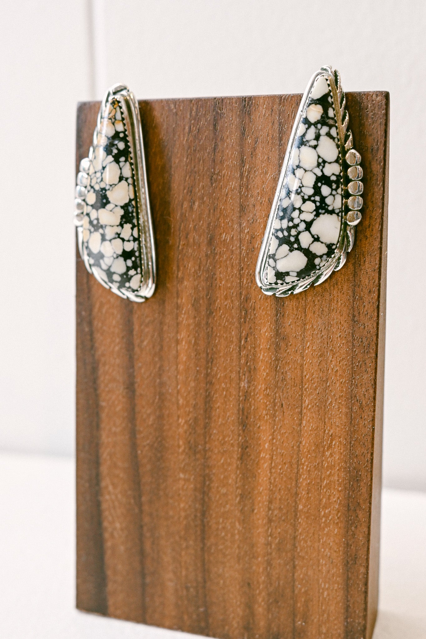 Virginia Cadman Navajo Leopard Jasper Sterling Silver Earrings