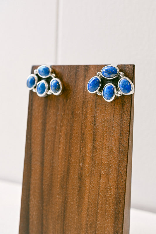 M. Silversmith Navajo Lapis Lazuli Sterling Silver Post Earrings