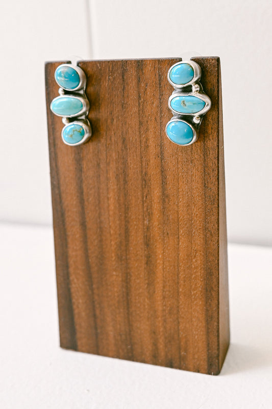 M. Silversmith Navajo Turquoise Sterling Silver Post Earrings