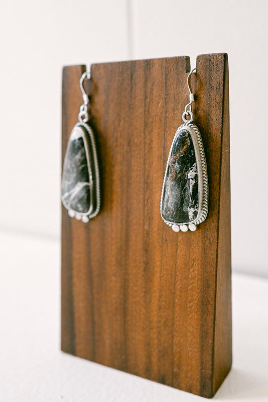 Sharon McCarthy Navajo White Buffalo Sterling Silver Earrings