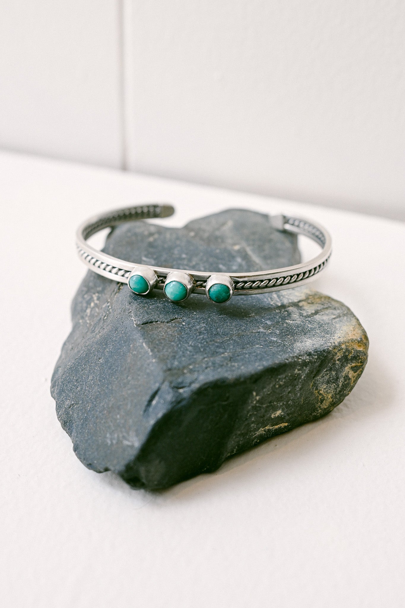 Navajo 3-Stone Turquoise Sterling Silver Bracelet