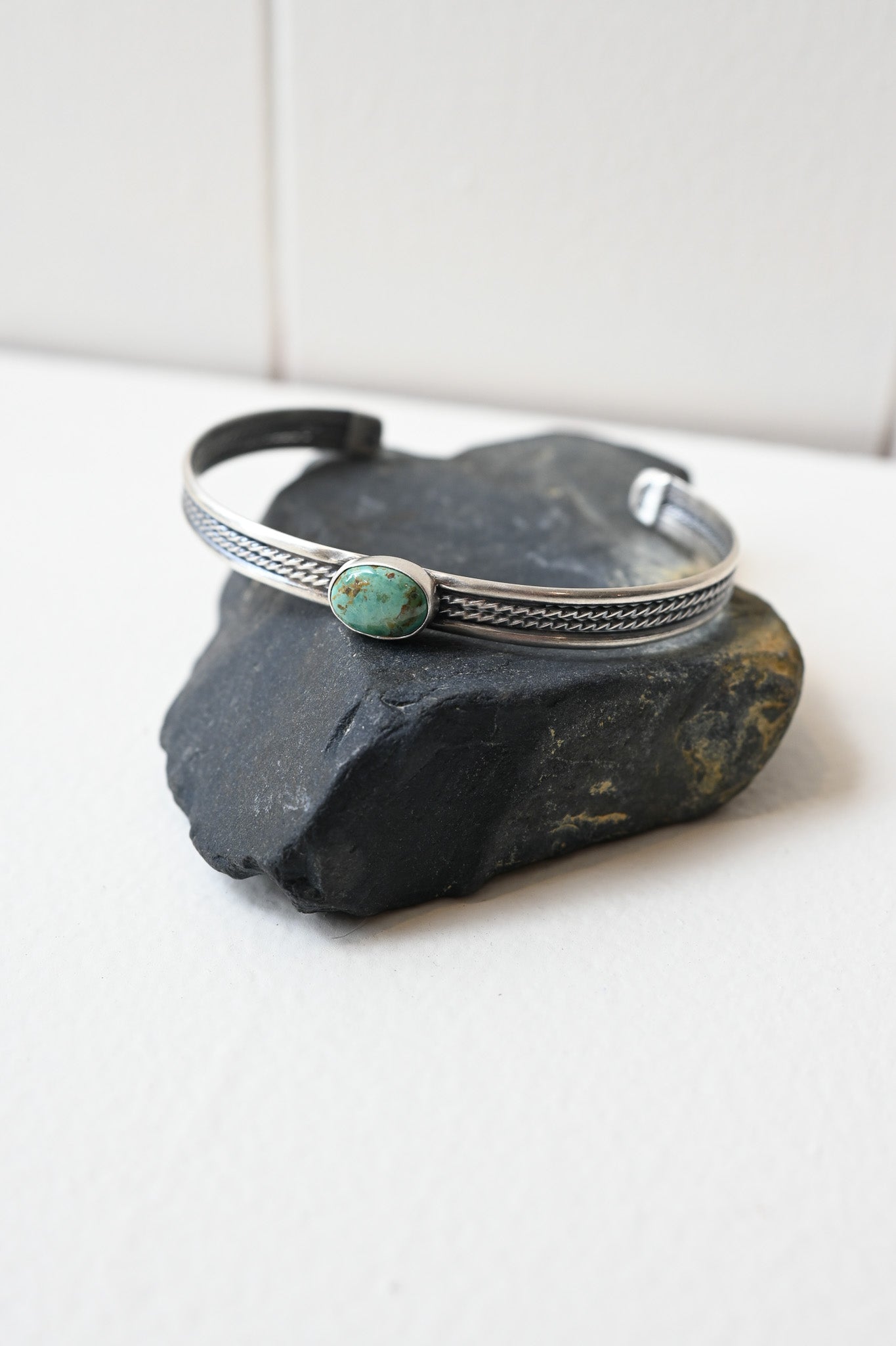 Navajo Sterling Silver Oval Turquoise Bracelet