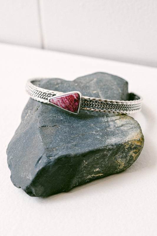 Virgil Strong Navajo Purple Spiny Oyster Sterling Silver Bracelet