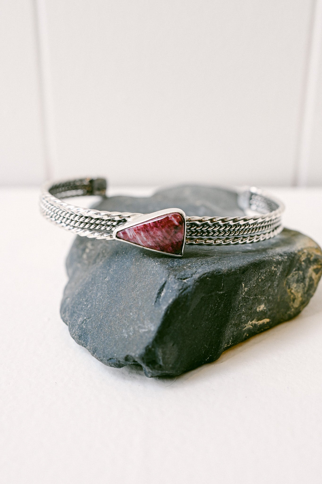 Virgil Strong Navajo Purple Spiny Oyster Sterling Silver Bracelet