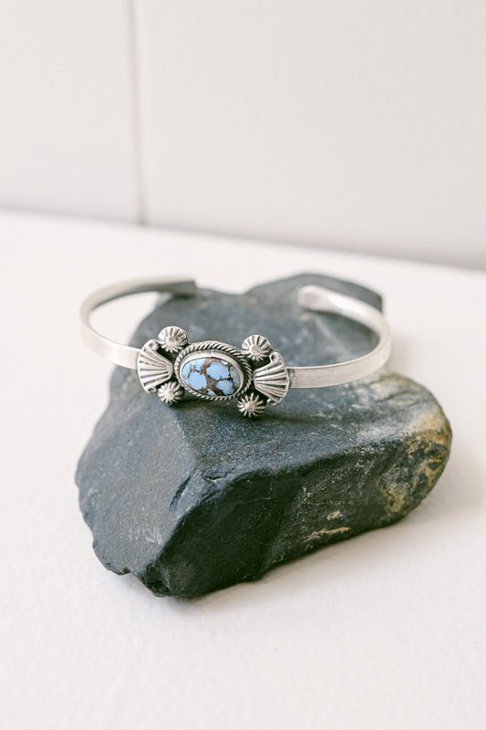 Genevieve Francisco Navajo Sterling Silver Golden Hills Turquoise Bracelet