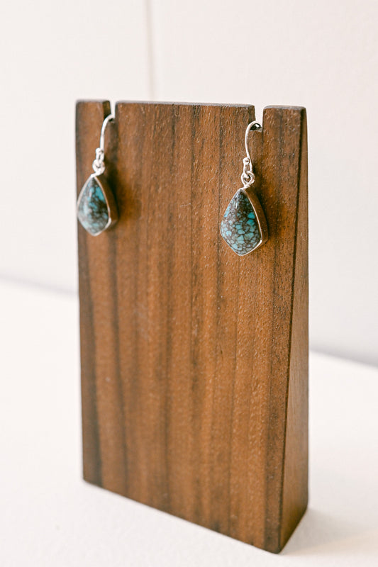 Sheryl Martinez Navajo Turquoise Sterling Shield Hook Earrings
