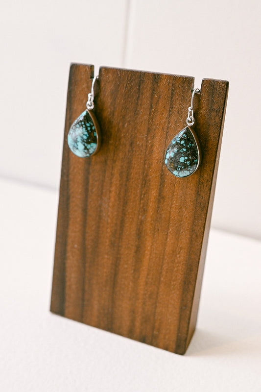 Elsie Armstrong Navajo Cloud Mountain Turquoise Sterling Drop Earrings