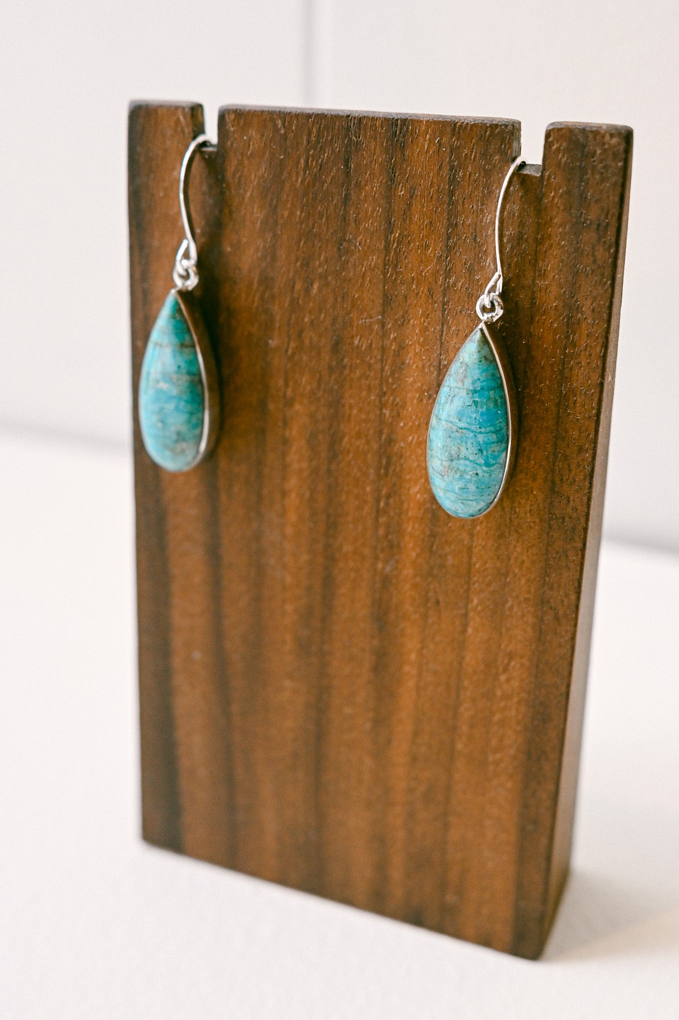 Cathy Webster Navajo Prince Mine Turquoise Sterling Silver Drop Earrings
