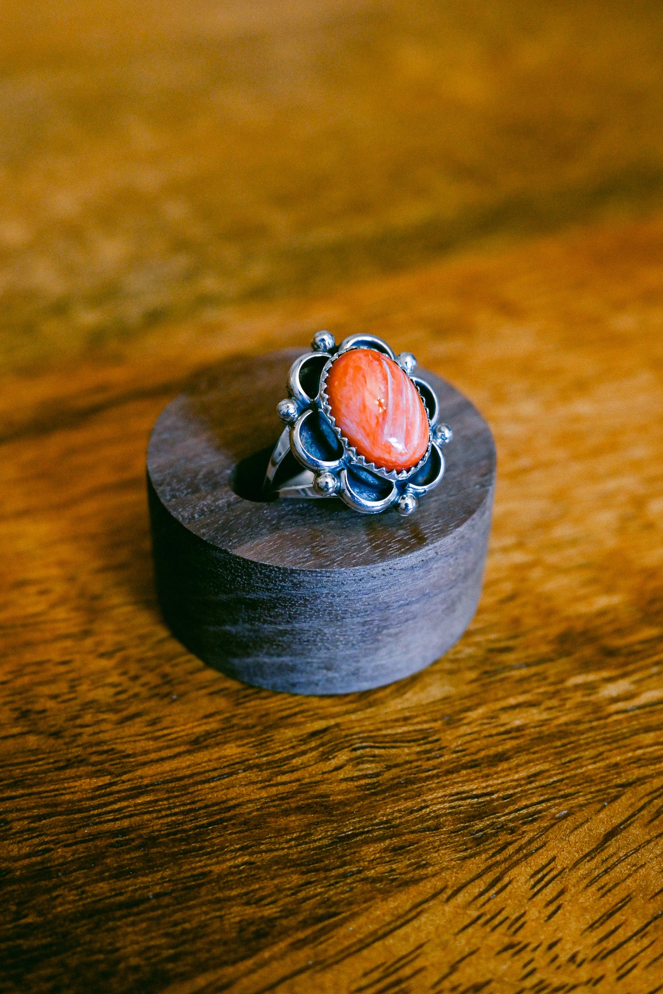 Benjamin Martinez Navajo Spiny Oyster Sterling Silver Flower Ring