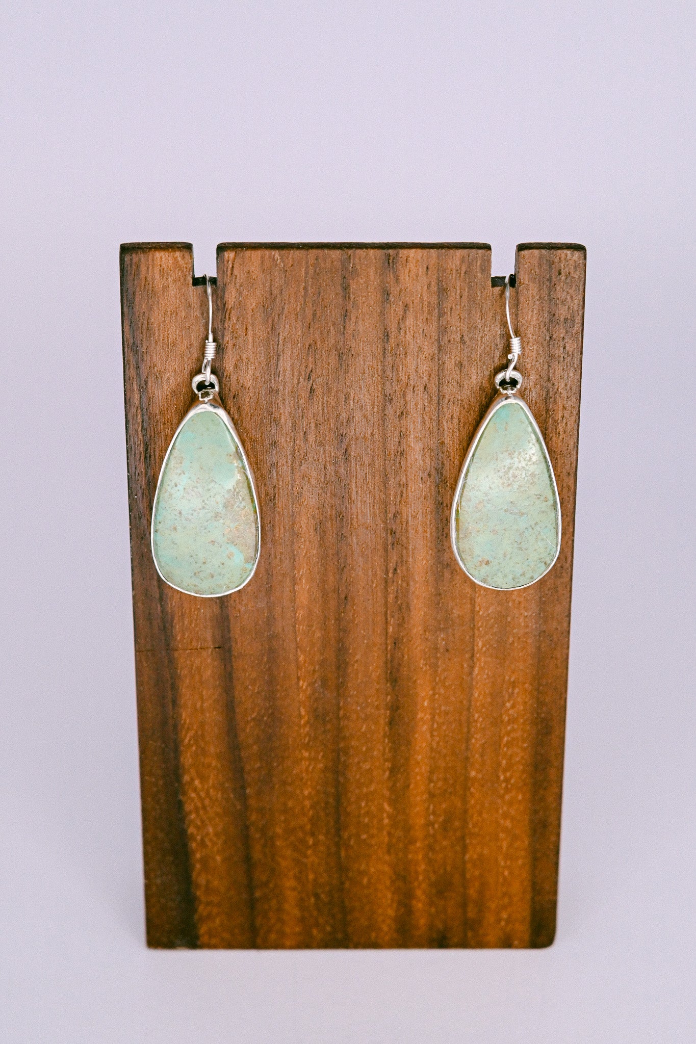 Alice Johnson Navajo Sterling Silver Royston Turquoise Teardrop Hook Earrings