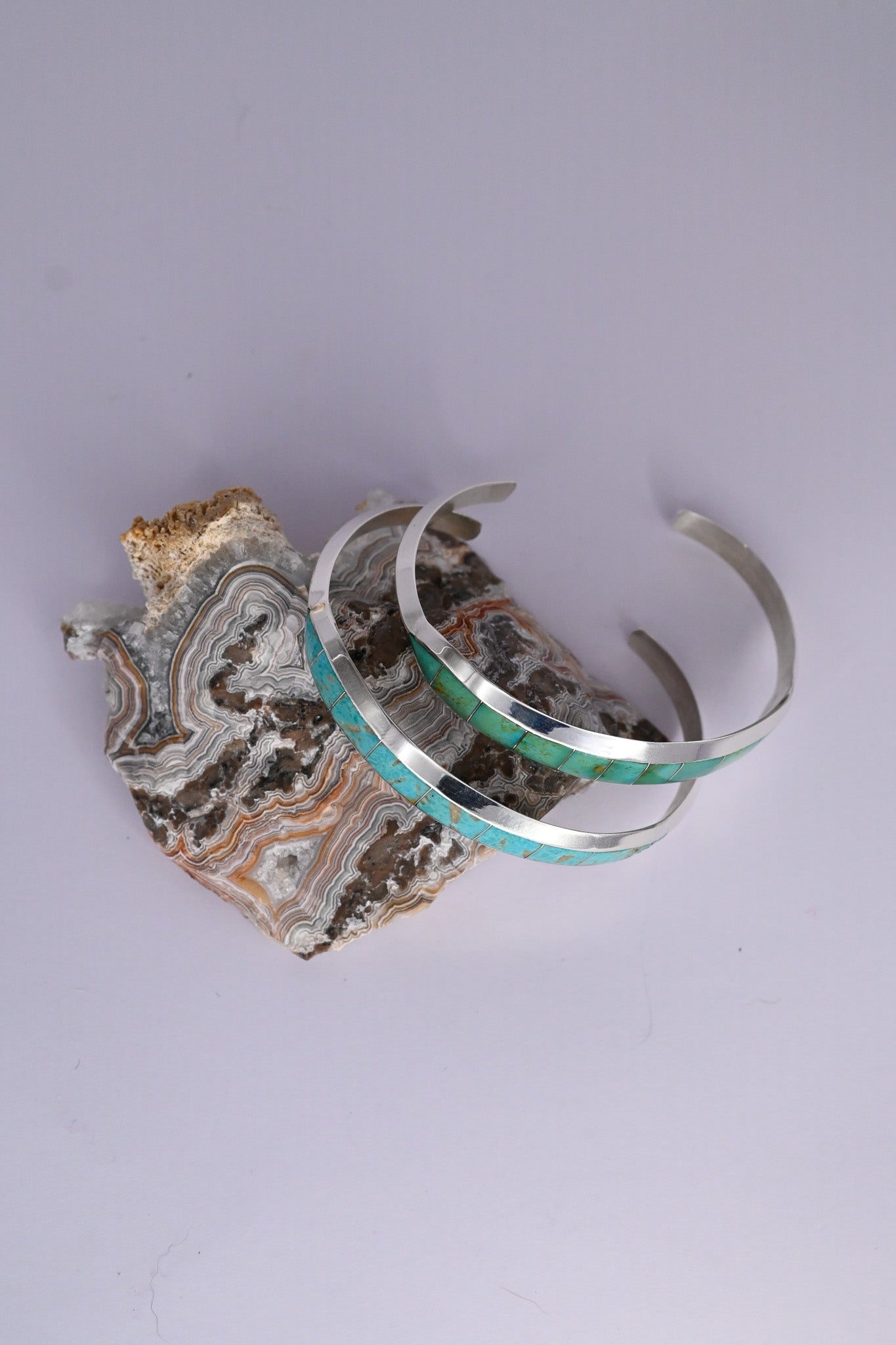 Zuni Inlay Sterling Silver and Turquoise Bracelet
