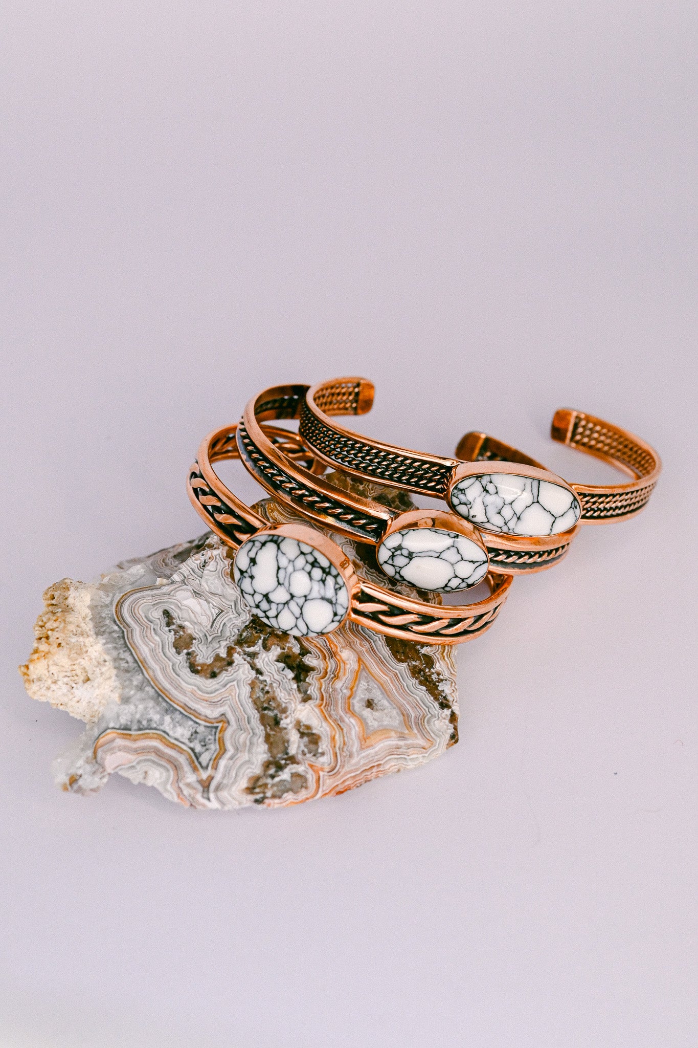 Bennie Watchman Navajo Copper and Gibbsite Cuff Bracelet