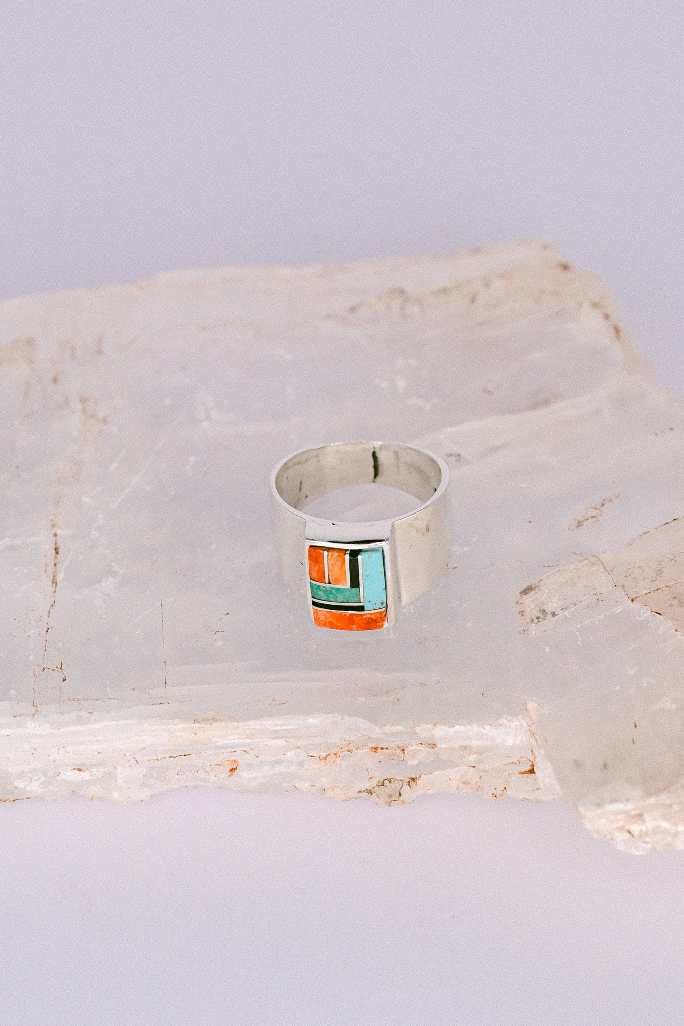 Stanley Manygoats Zuni Turquoise Spiny Oyster Onyx Sterling Silver Ring