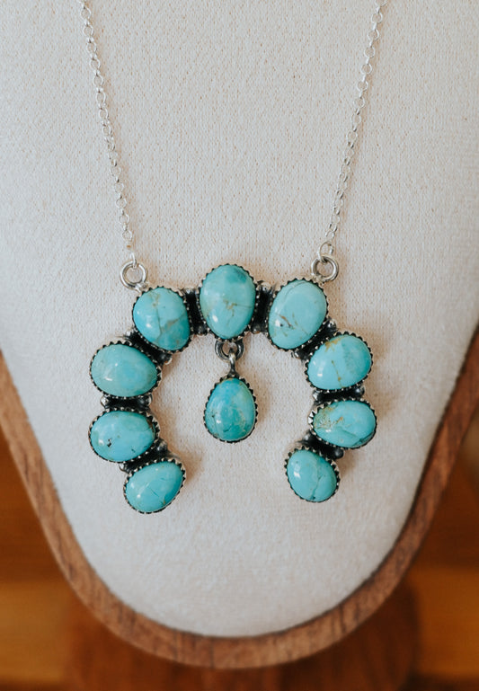 Kingman Turquoise Sterling Silver Naja Necklace