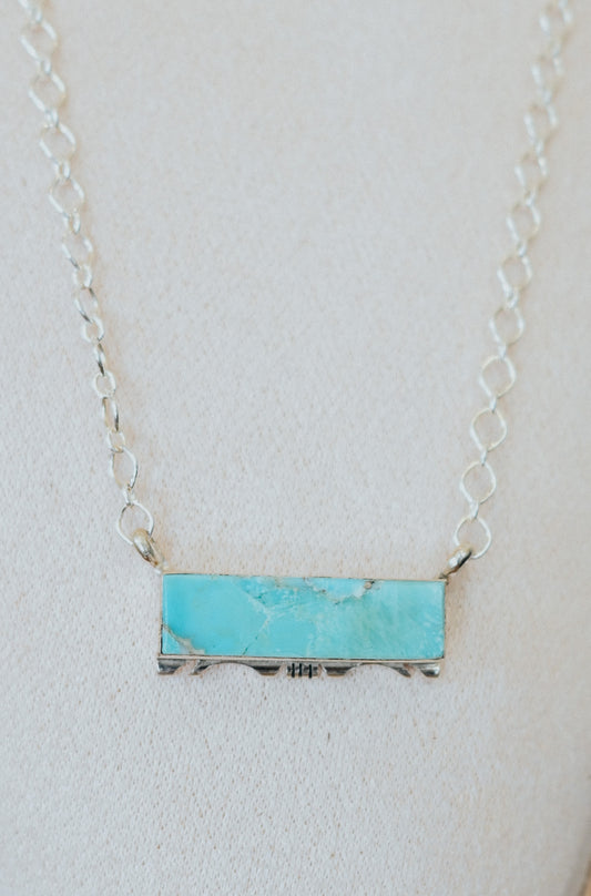 Steve Francisco Navajo Handmade Sterling Silver Kingman Turquoise Necklace