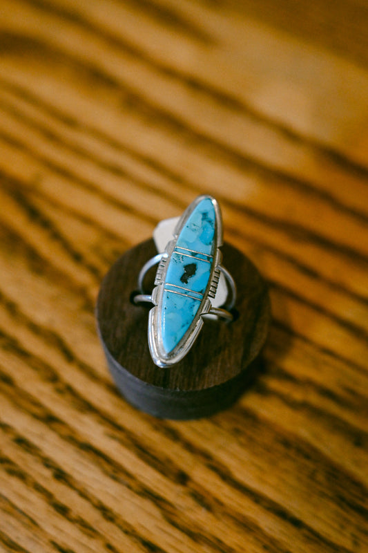 Brandon Etcity Navajo Handmade Kingman Turquoise Ring - Large