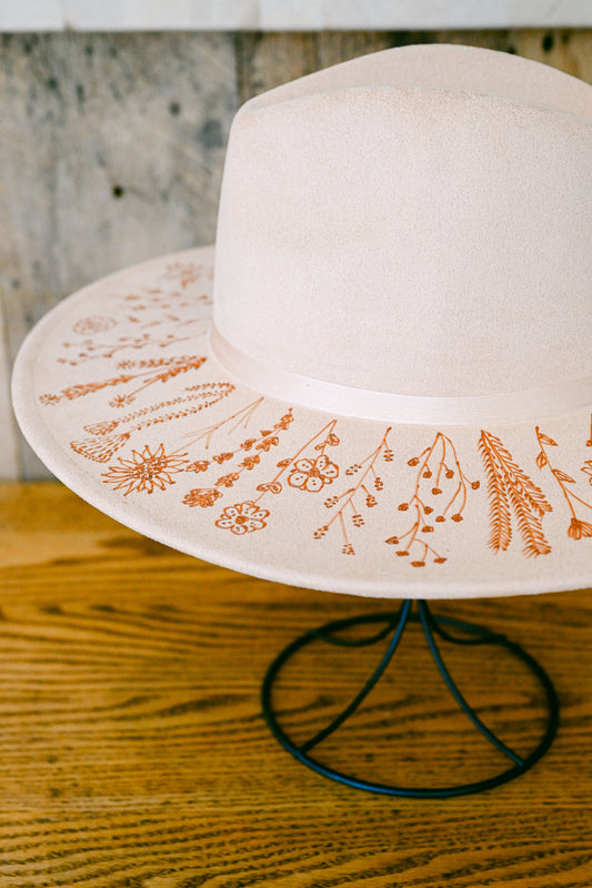 The June - Hand-Burned Wildflower Hat