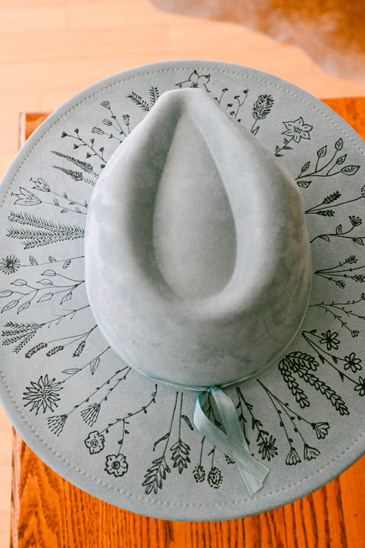 The Madison Rose - Custom Order Hand-Burned Wildflower Hat