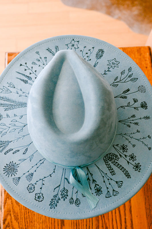 The Loretta - Hand-Burned Wildflower Hat