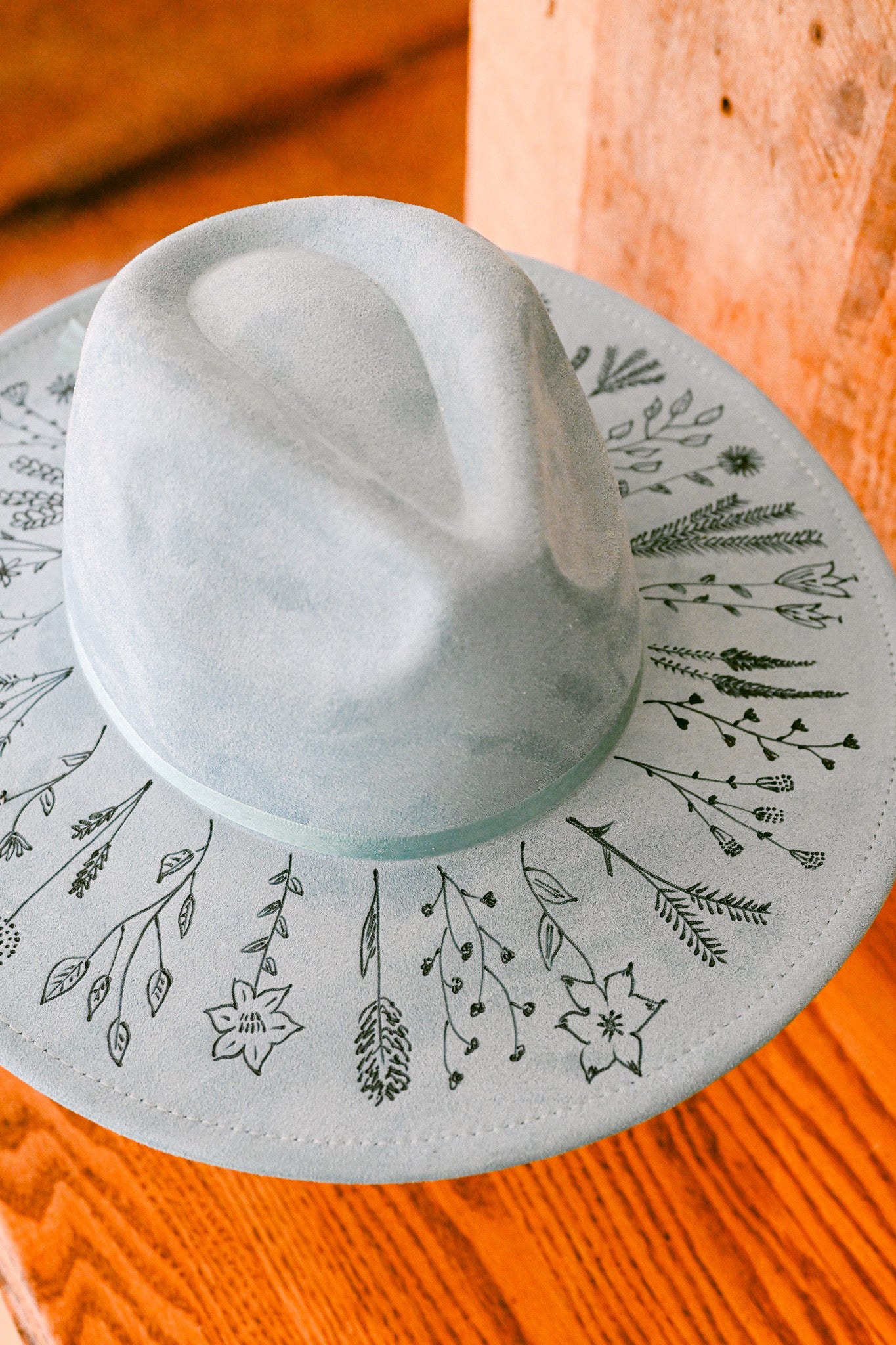 The Madison Rose - Custom Order Hand-Burned Wildflower Hat