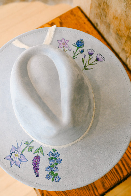 The Mae - Hand-Burned and Hand-Painted Wildflower Hat
