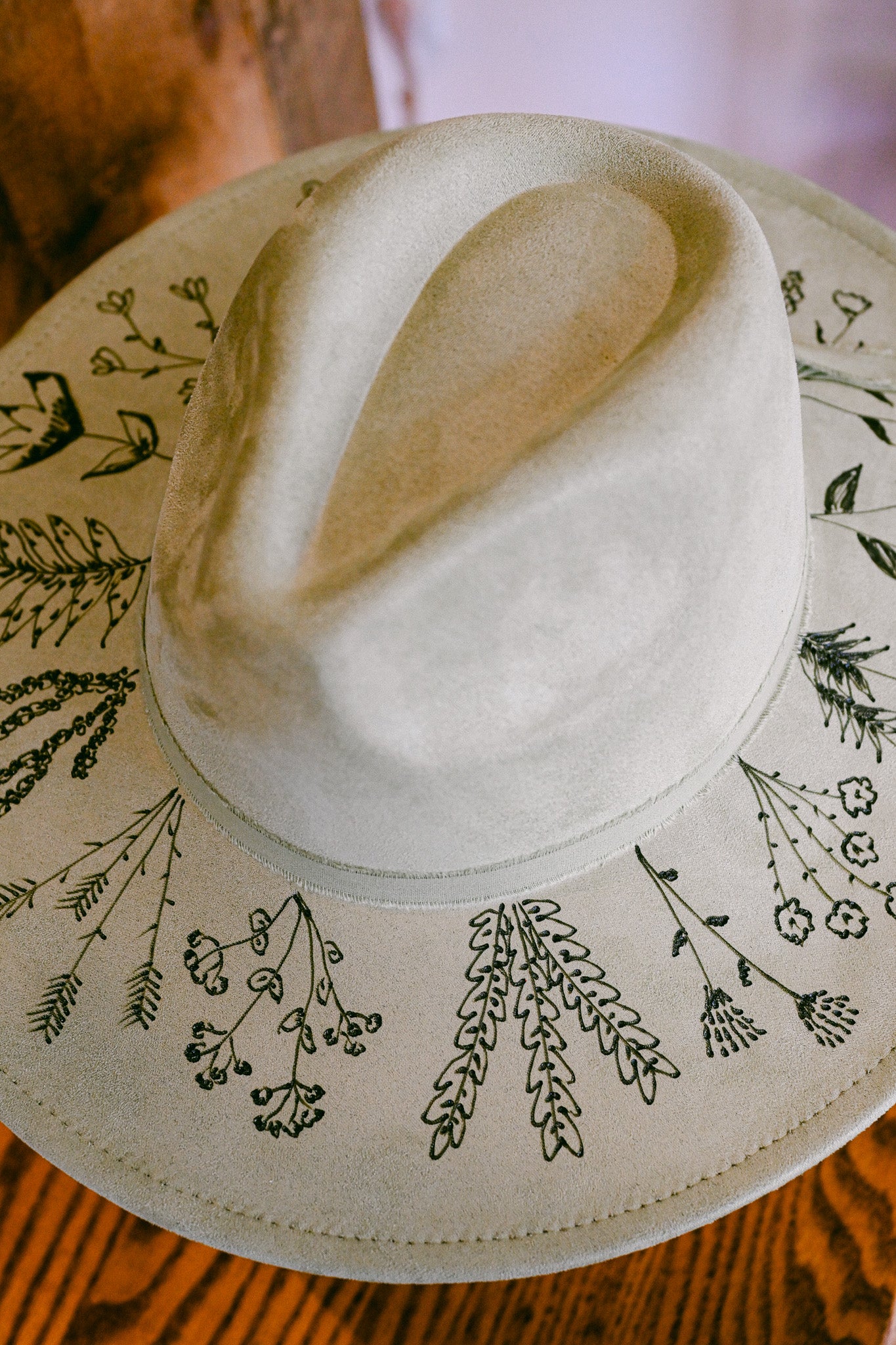 The Millie - Hand-Burned Wildflower Hat