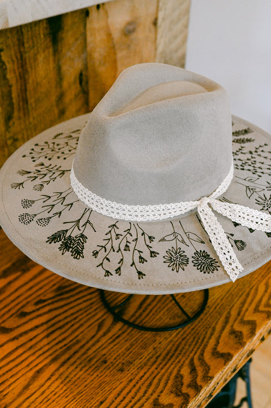 The Bailey - Hand-Burned Wildflower Hat