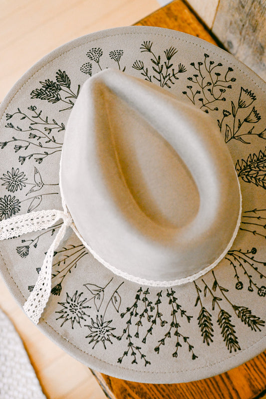 The Bailey - Hand-Burned Wildflower Hat