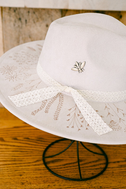 The Georgie - Hand-Burned Wildflower Hat