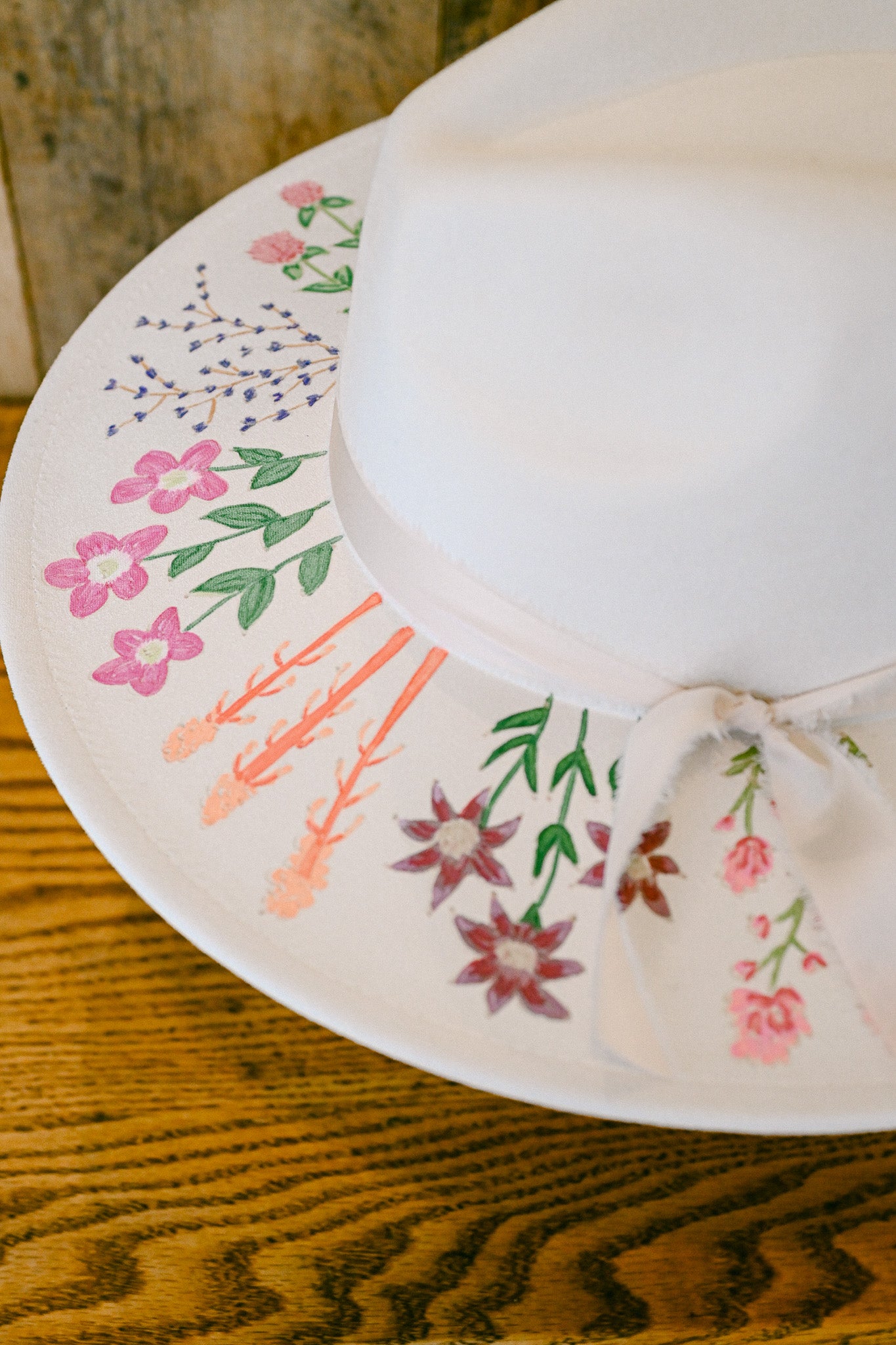 The Cora - Hand-Burned and Hand-Painted Wildflower Hat