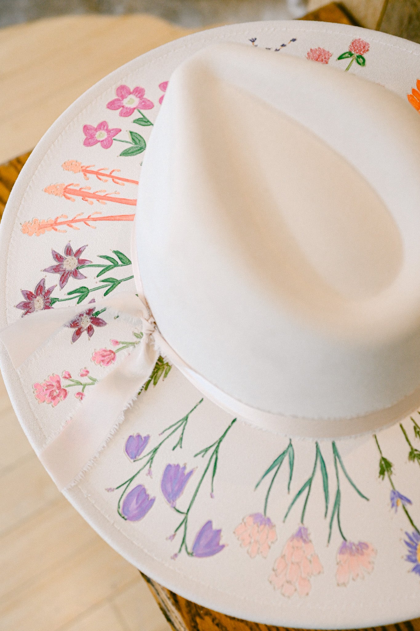 The Cora - Hand-Burned and Hand-Painted Wildflower Hat